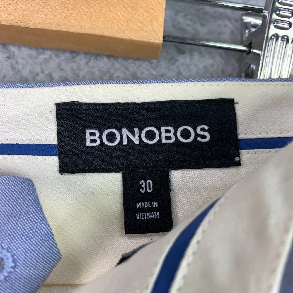 Bonobos Somelos Tocidos Dress Pants Mens 30x37 Blue Slim Stretch Unfinished Hem
